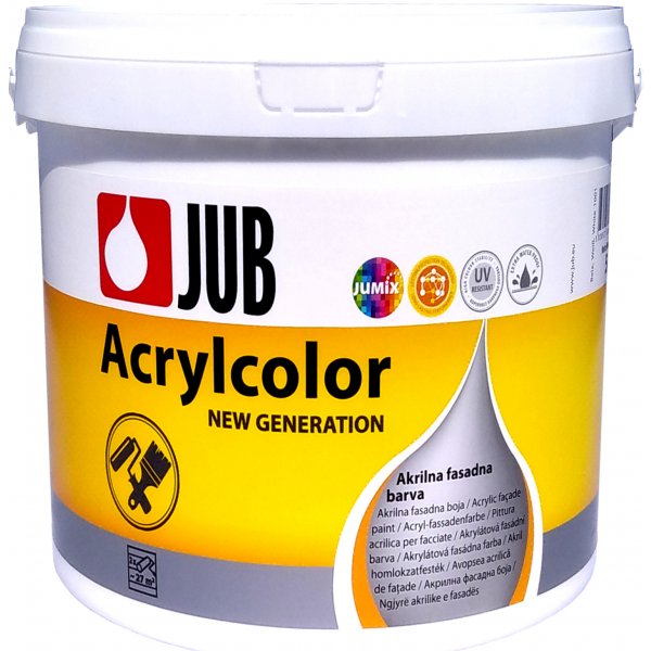 Fasádní akrylátová barva bílá JUB ACRYLCOLOR - 15 L (~24,6 Kg) - bílý