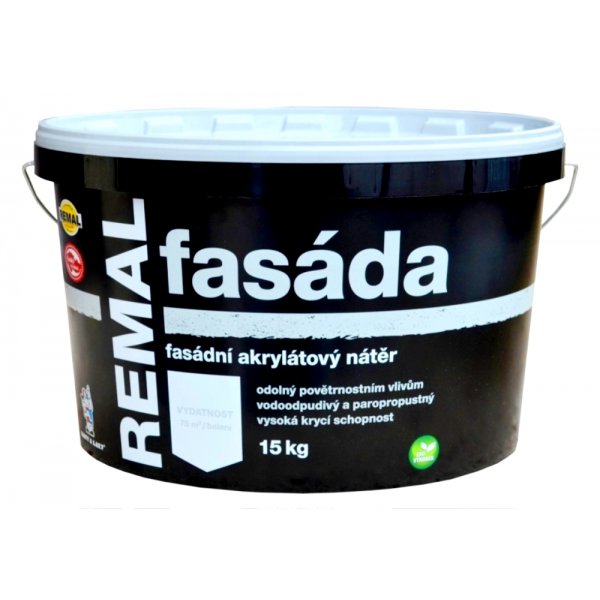 Bílý akrylátový fasádní nátěr REMAL FASÁDA - 15 kg - bílý