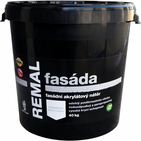 Bílý akrylátový fasádní nátěr REMAL FASÁDA - 15 kg - bílý