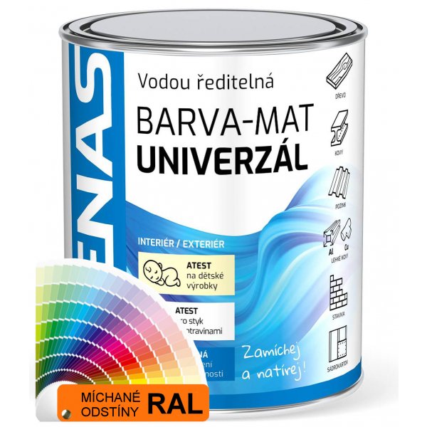 Barva na sklo a obklady DENAS UNIVERZAL MAT+ aditivum - 0,7 kg - RAL 7009 zelenošedá