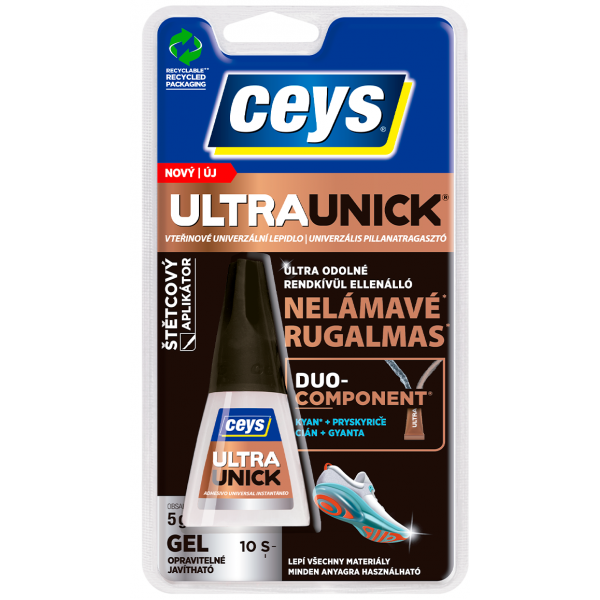Gelové univerzální vteřinové lepidlo se štětcem Ceys ULTRA UNICK - 5 g