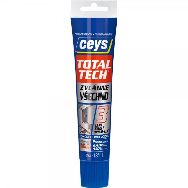 Voděodolné lepidlo a tmel, transparentní Ceys Total Tech - 125 ml